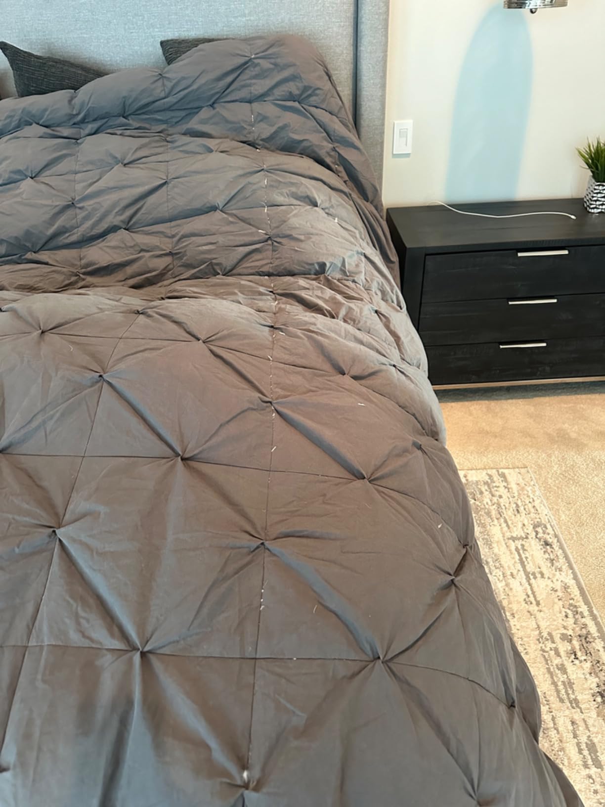 HOMBYS 108x98 California King Feather and Down Comforter, Pinch Pleat Oversized King Duvet Insert, Downproof Cotton Cover, Fluffy Cal King Comforter customer photo 1