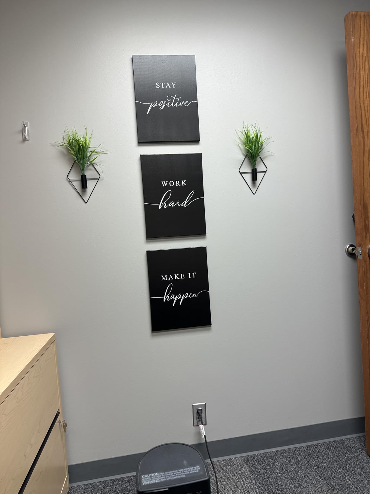 Framed Canvas Wall Art Success Quote For Office, Black Large Positive Motivational Poster, Set of 3, Execute Failure Definition, Inspirational Print (A-3pcs, 12x16inchx3pcs) customer photo 1