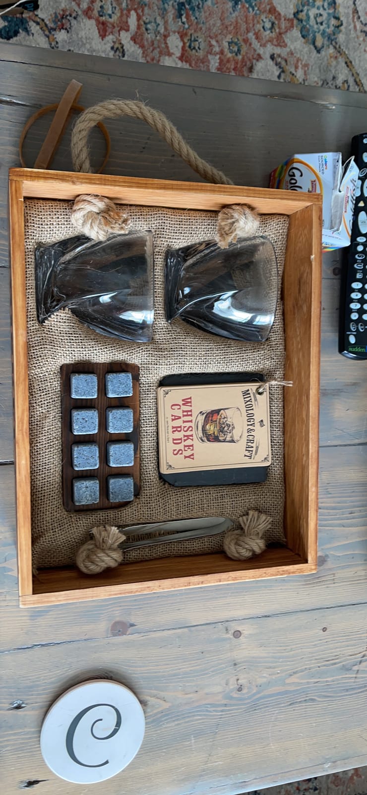 Mixology & Craft Whiskey Stones Gift Set - 12 Pieces (6 Granite Chilling Rocks, 2 10oz Old Fashioned Glasses, Coasters & Velvet Bag) In Wooden Box - Whiskey Gifts For Men, Whiskey Lover, Whiskey Set customer photo 1