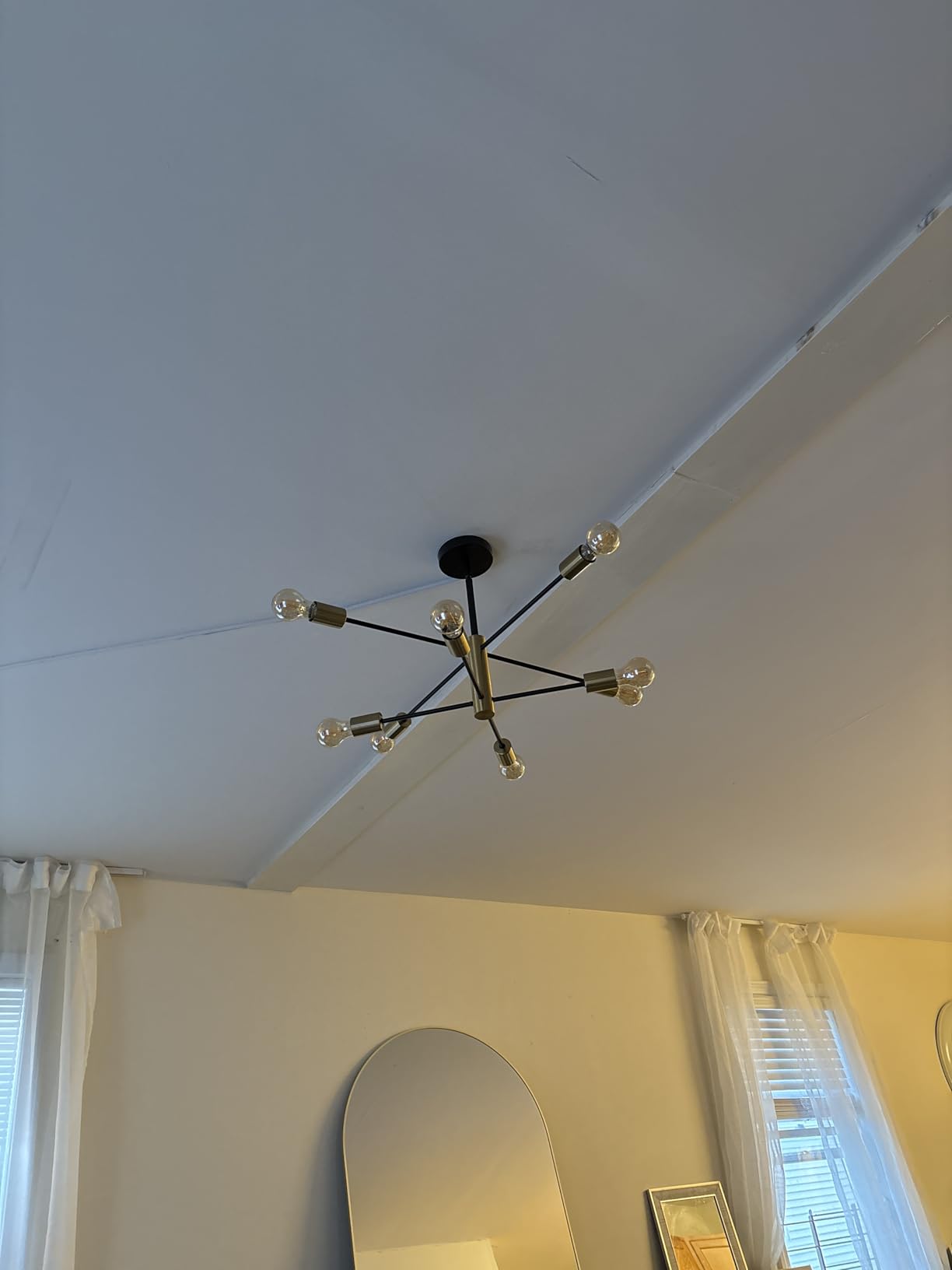 KAISITE Modern Sputnik Chandelier - 8-Light Ceiling Light Fixture Height Adjustable Mid Century Plating Finished Black and Gold Chandelier for Bedroom Living Room Dining Room Kitchen Foyer customer photo 1