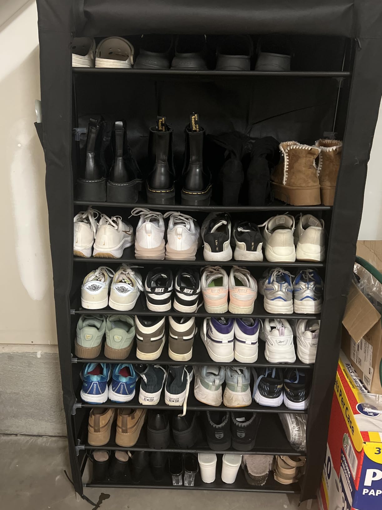 SONGMICS 10-Tier Shoe Rack with Cover, Shoe Storage Cabinet for 40-50 Pairs | Free-Standing Shoe Storage Organizer for Closet, Entryway, Bedroom, 33.1