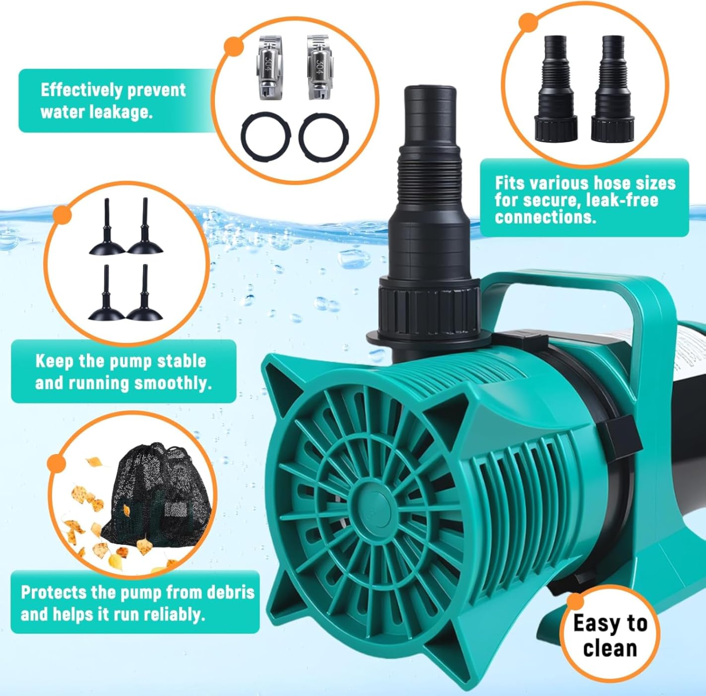 WaterRebirth 100W 1700 GPH Pond Pump, Ultra Quiet Heavy Duty Submersible Water Pump for Koi Ponds, Fountains, Aquariums & Waterfalls, 20.3 ft Power Cord, UL Listed customer photo 1