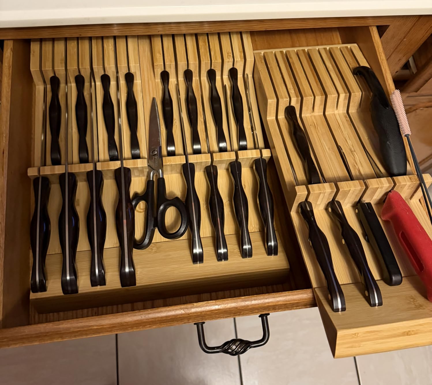 Utoplike In-Drawer Knife Block Bamboo Drawer Organizer, 12 Knives Holder | Steak Knife Holder, Fit 12 Knives, 1 Sharpening Steel (Knives & Sharpening Steel Not Included), Kitchen Drawer Organization customer photo 1