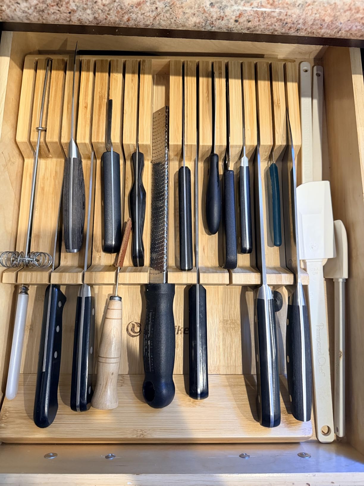Utoplike In-Drawer Knife Block Bamboo Drawer Organizer, 12 Knives Holder | Steak Knife Holder, Fit 12 Knives, 1 Sharpening Steel (Knives & Sharpening Steel Not Included), Kitchen Drawer Organization customer photo 2