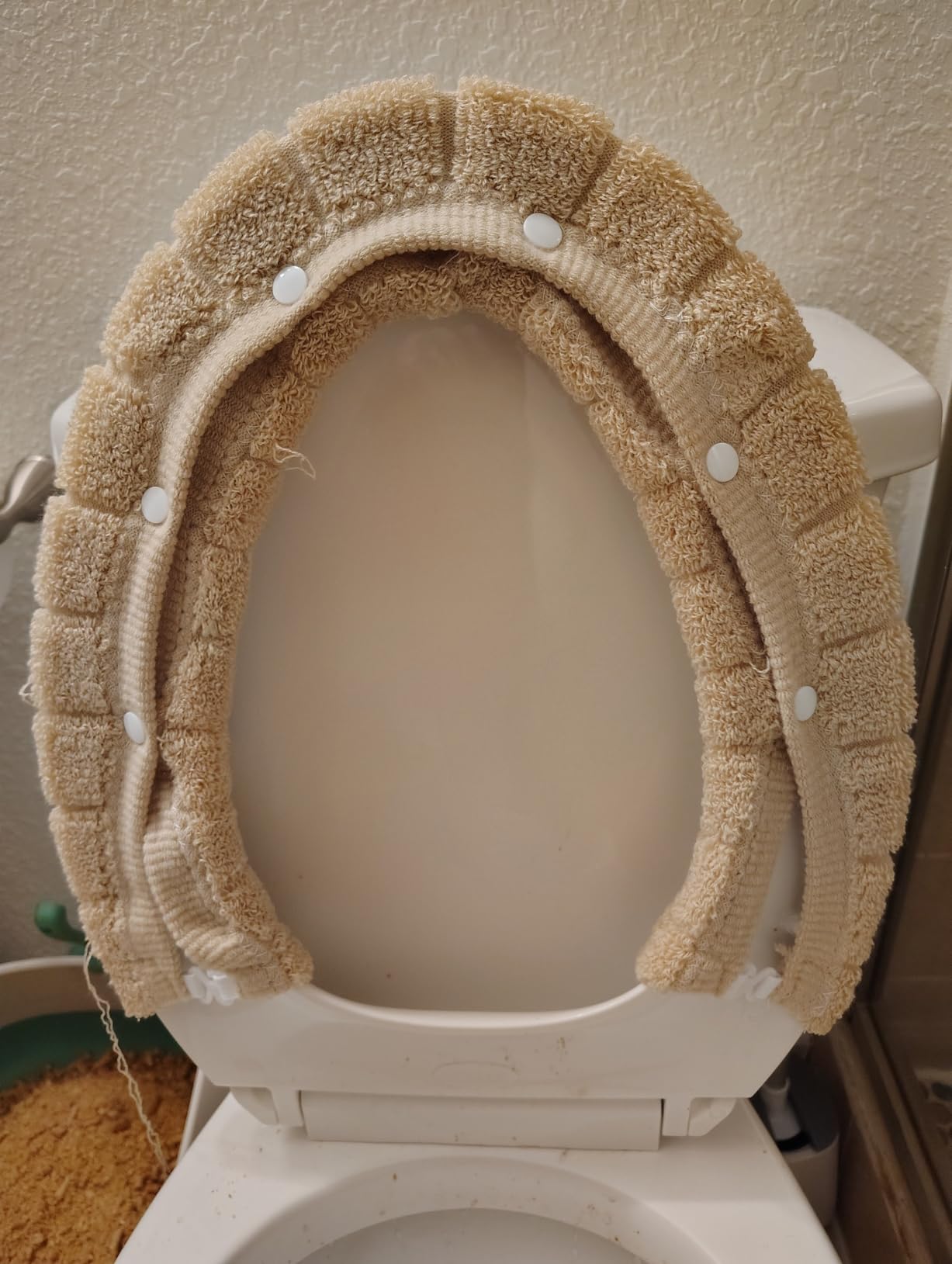 Toilet Seat Cover with Snaps Fixed, Thick Warmer, Machine Washable (Grey) - Soft Thicker Warm, Easy to Install, Stretchable, Non Slip Pad customer photo 1