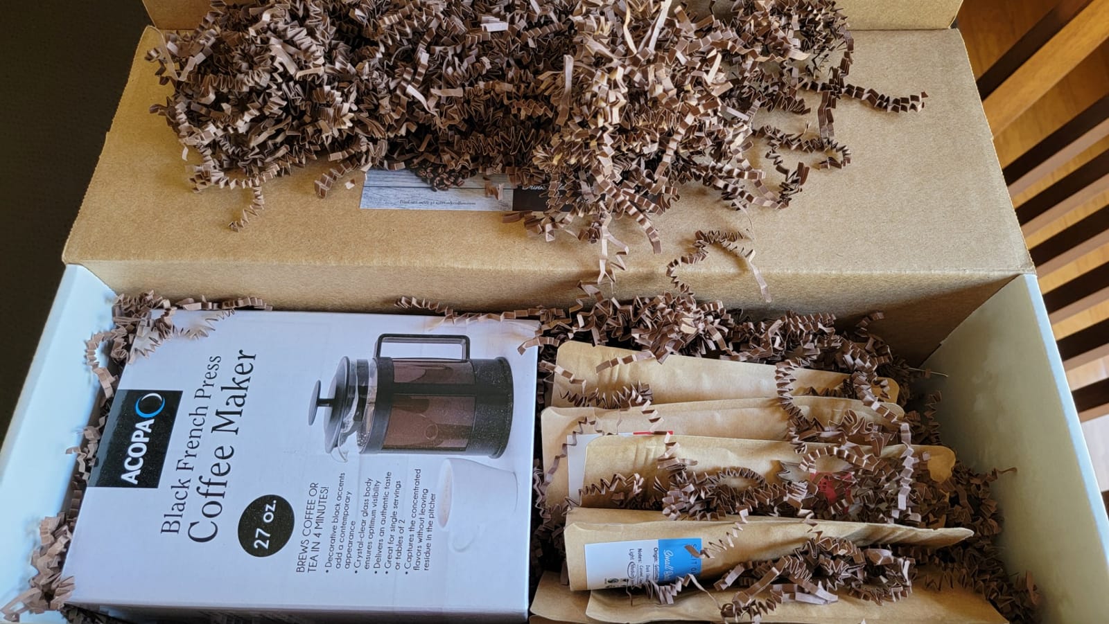 Coffee Gift Box Set 8 Assorted Coffees 2oz plus1 French Press Glass Coffee Maker. Amazing coffees from all over the world. customer photo 2