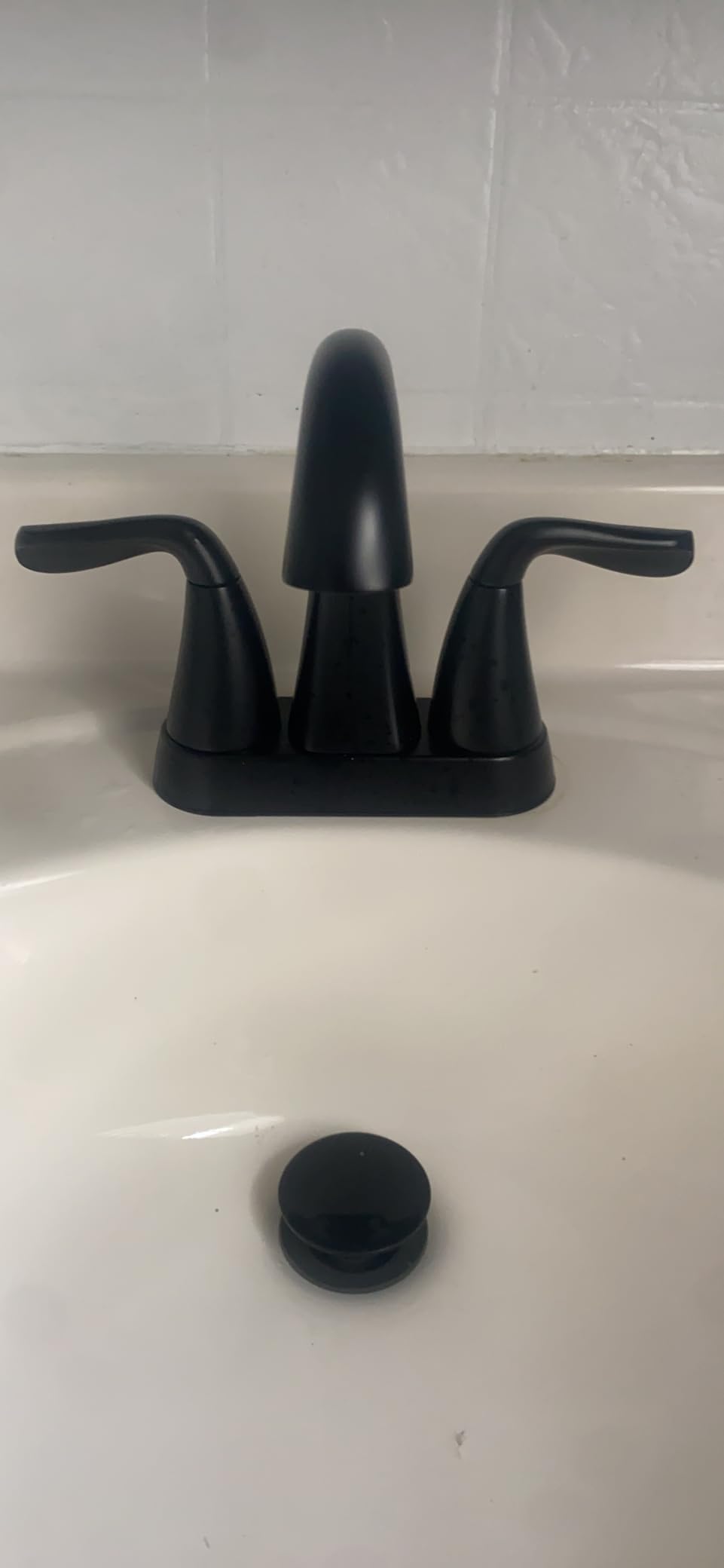 Delta Arvo Centerset Bathroom Faucet, Matte Black 2-Handle Bathroom Faucet, Delta Bathroom Sink Faucet, Black 3-Hole Bathroom Faucet, Matte Black 25840LF-BL customer photo 1
