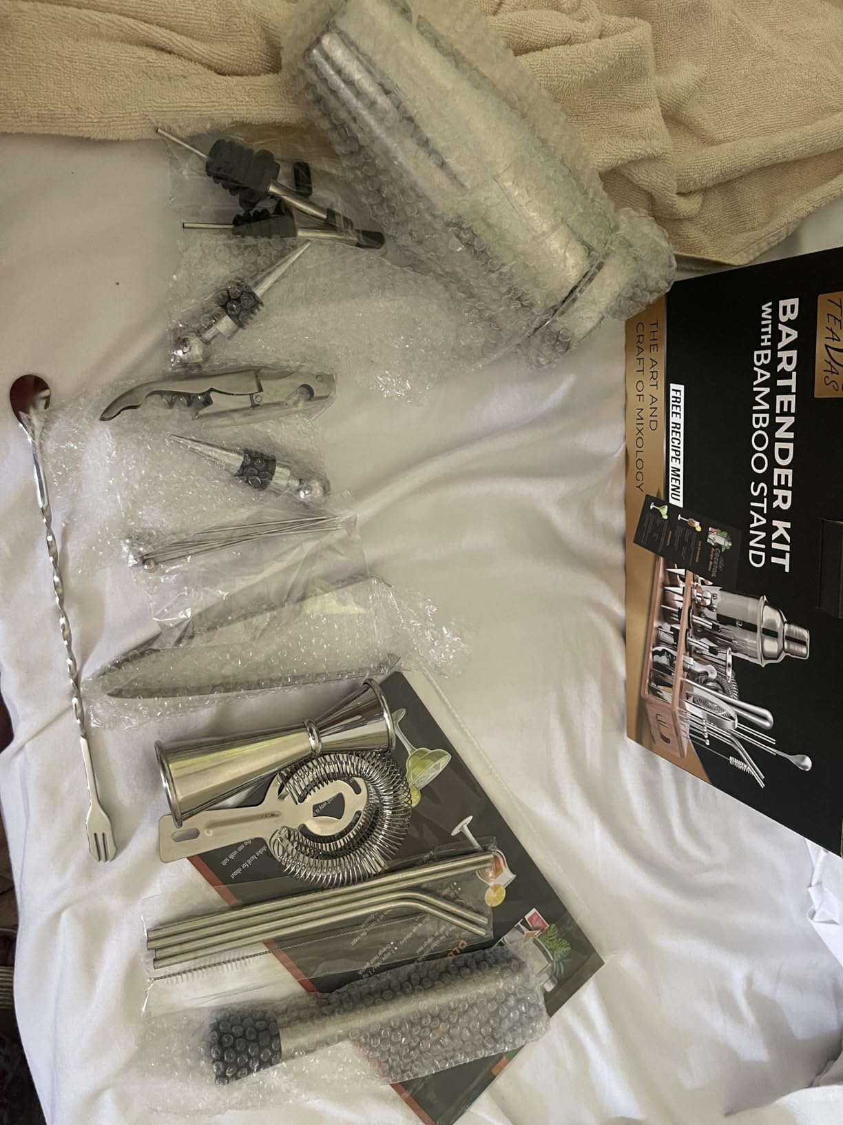 Mixology Bartender Kit with Japanese Jigger & Bamboo Stand - 25 Piece Stainless Steel Cocktail Making Set, Shaker, Strainer, Mixer, Spoon, Muddler, Barware Tools - Birthday Gifts & Anniversary customer photo 2