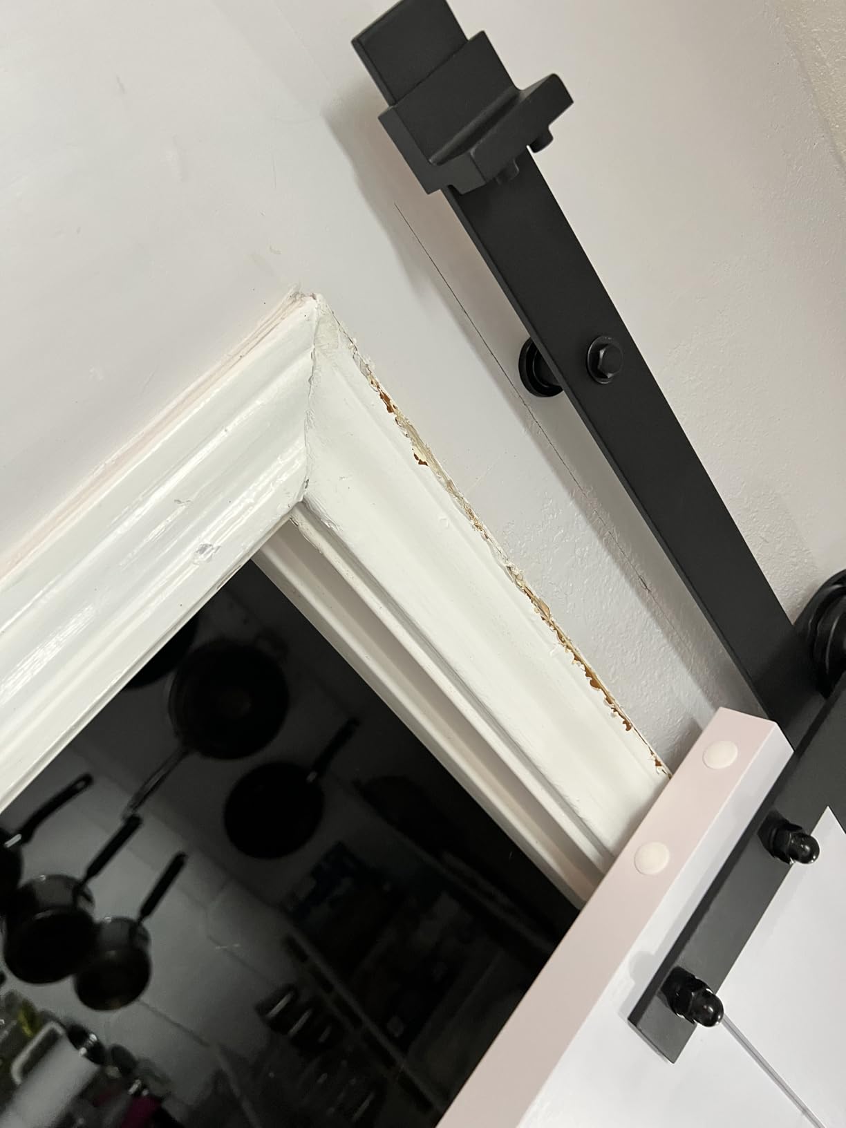 30''x84'' Sliding Barn Door with 5 Ft Barn Door Hardware Kit, Pre-Drilled Holes Easy Assembly, Include Installation Manual, Water-Proof PVC Surface, H-Frame, White customer photo 1