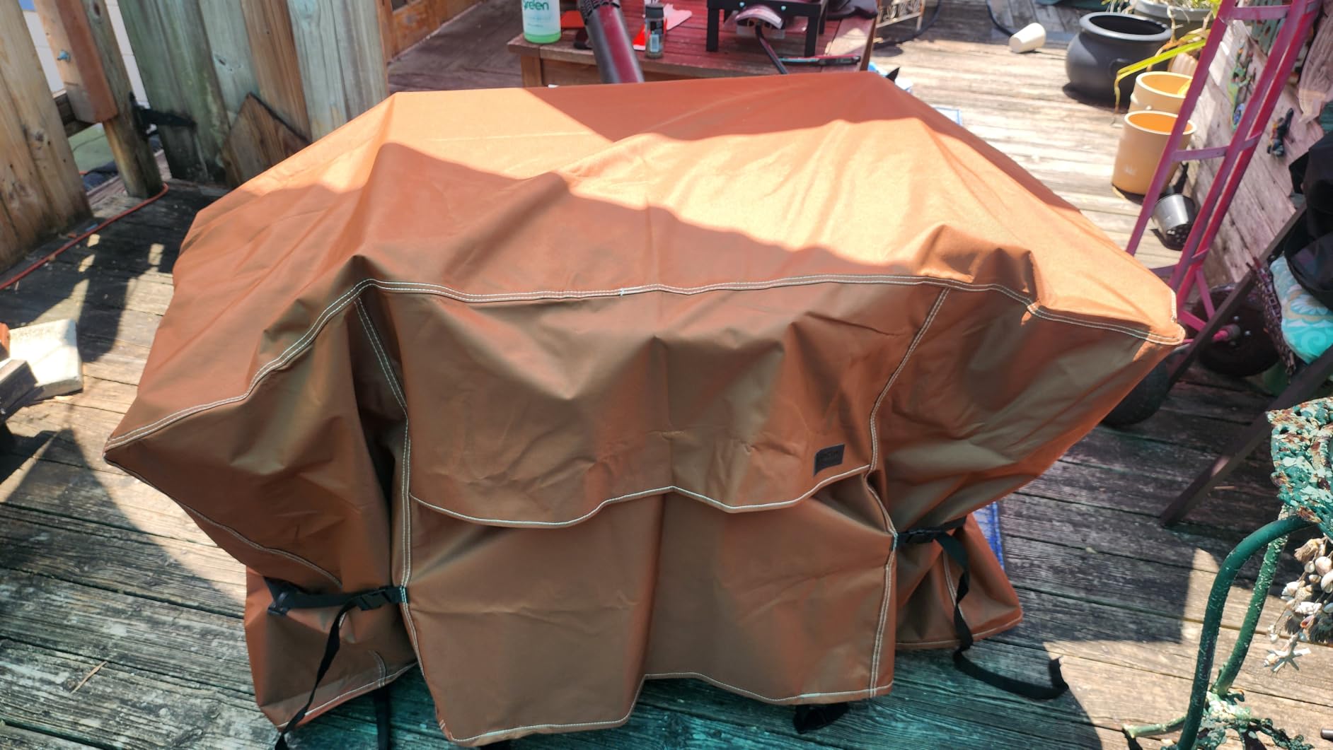 NettyPro Grill Cover for Outdoor Grill 56 Inch Waterproof Heavy Duty, Brown | 2-3 Burner Gas BBQ Cover for Outside, UV Protection, Windproof Strap, Air Vent, Fits Weber, Char-Broil, Brinkmann Barbecue customer photo 2