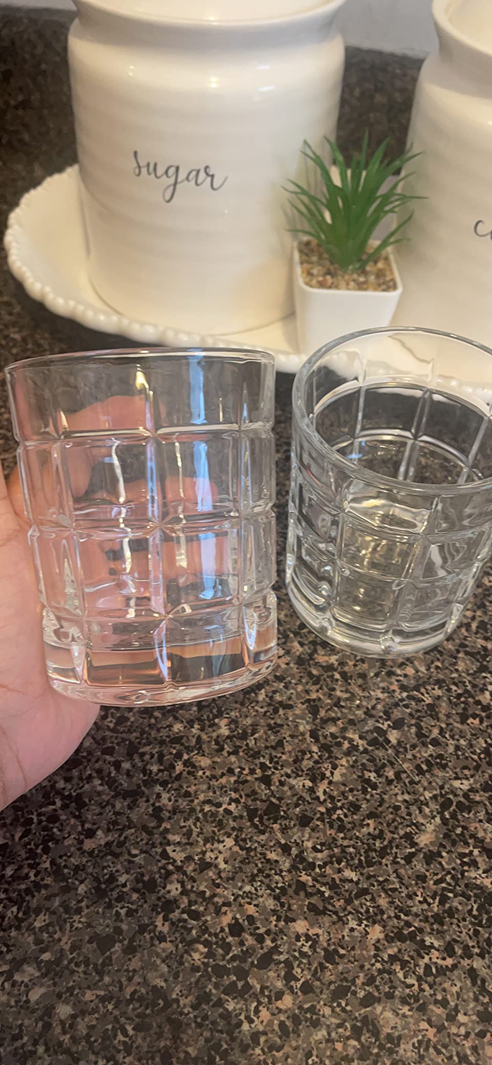 Premium Crystal Whiskey Glasses Set of 6 Large Lead-Free Crystal Glass Tasting Cups Scotch Glasses Tumblers for Drinking Irish Whisky Bourbon Tequila (Square Pattern, 6*10.8oz) customer photo 1