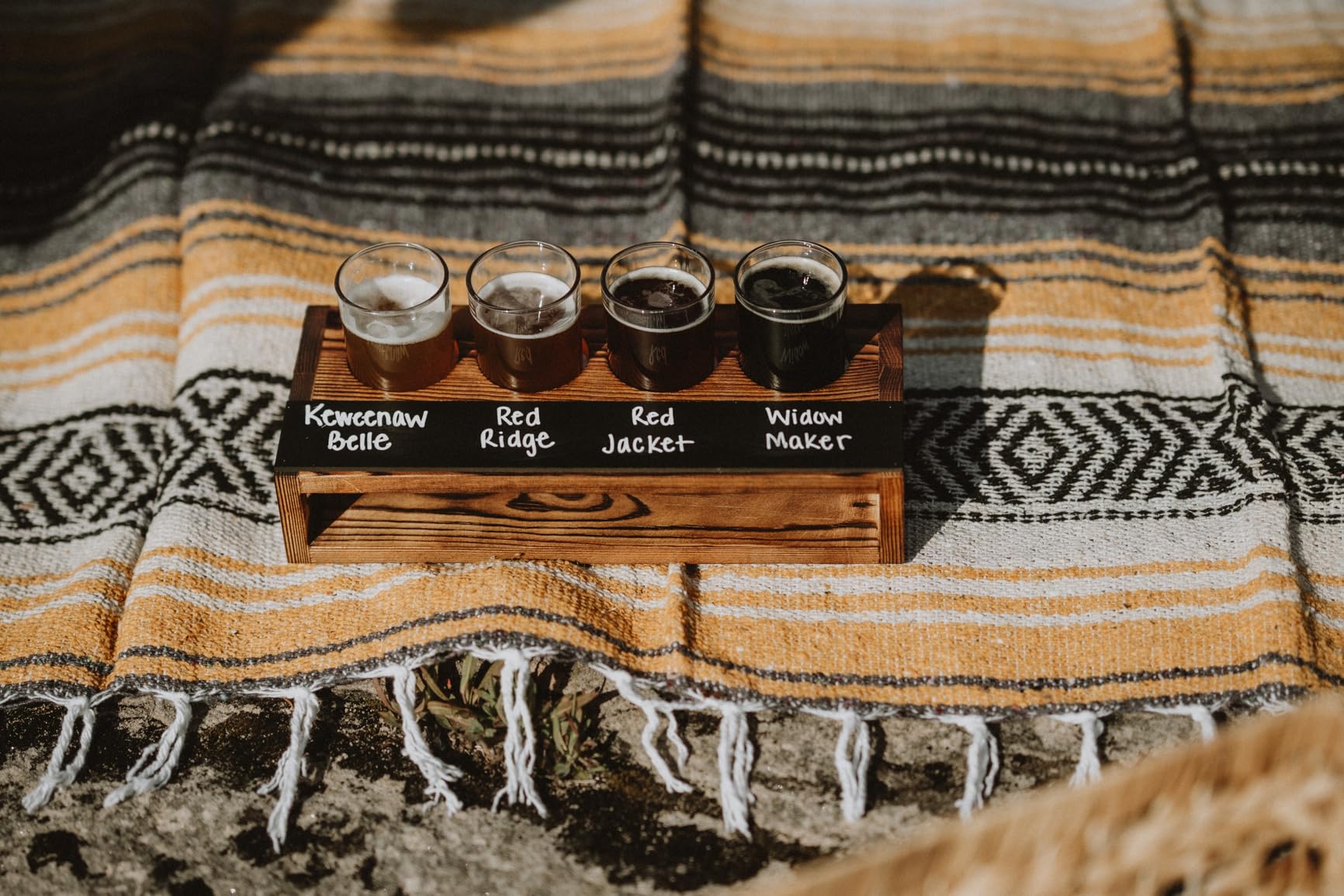 MyGift Rustic Burnt Solid Wood Tasting Beer Glass Gift Set with 4 Tasting Beer Glasses and Serving Tray with Erasable Chalkboard Label customer photo 1