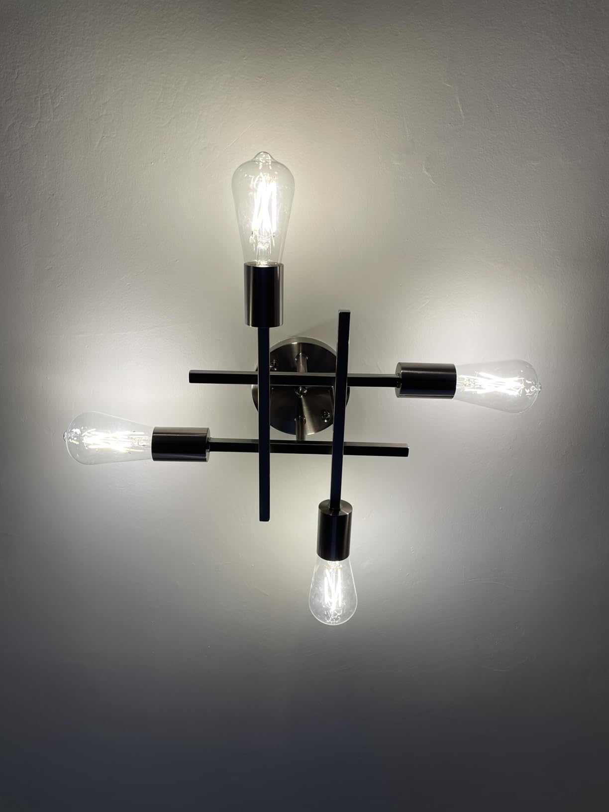 SunRider Industrial 4-Light Semi Flush Mount Ceiling Light Fixture, Modern Farmhouse Lights Matte Black, Rustic Sputnik Chandelier for Bedroom Foyer customer photo 1