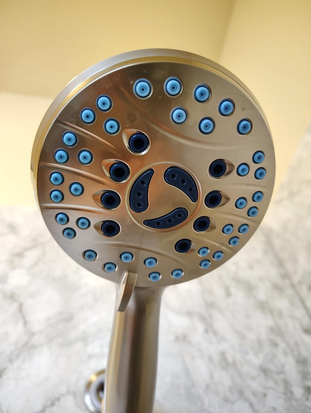 AquaCare 8-mode High Pressure Handheld Shower Head with 2-mode Power Wash | Stay Clean Nozzles, Dual Power Wash for Tub, Tile & Pets, Long 6 ft. Stainless Steel Hose, Wall & Overhead Brackets / Nickel customer photo 1