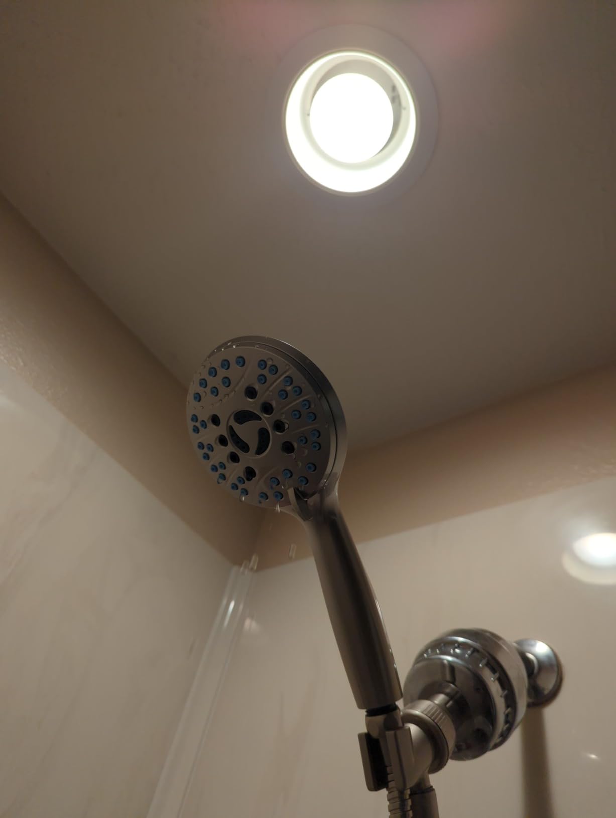 AquaCare 8-mode High Pressure Handheld Shower Head with 2-mode Power Wash | Stay Clean Nozzles, Dual Power Wash for Tub, Tile & Pets, Long 6 ft. Stainless Steel Hose, Wall & Overhead Brackets / Nickel customer photo 2