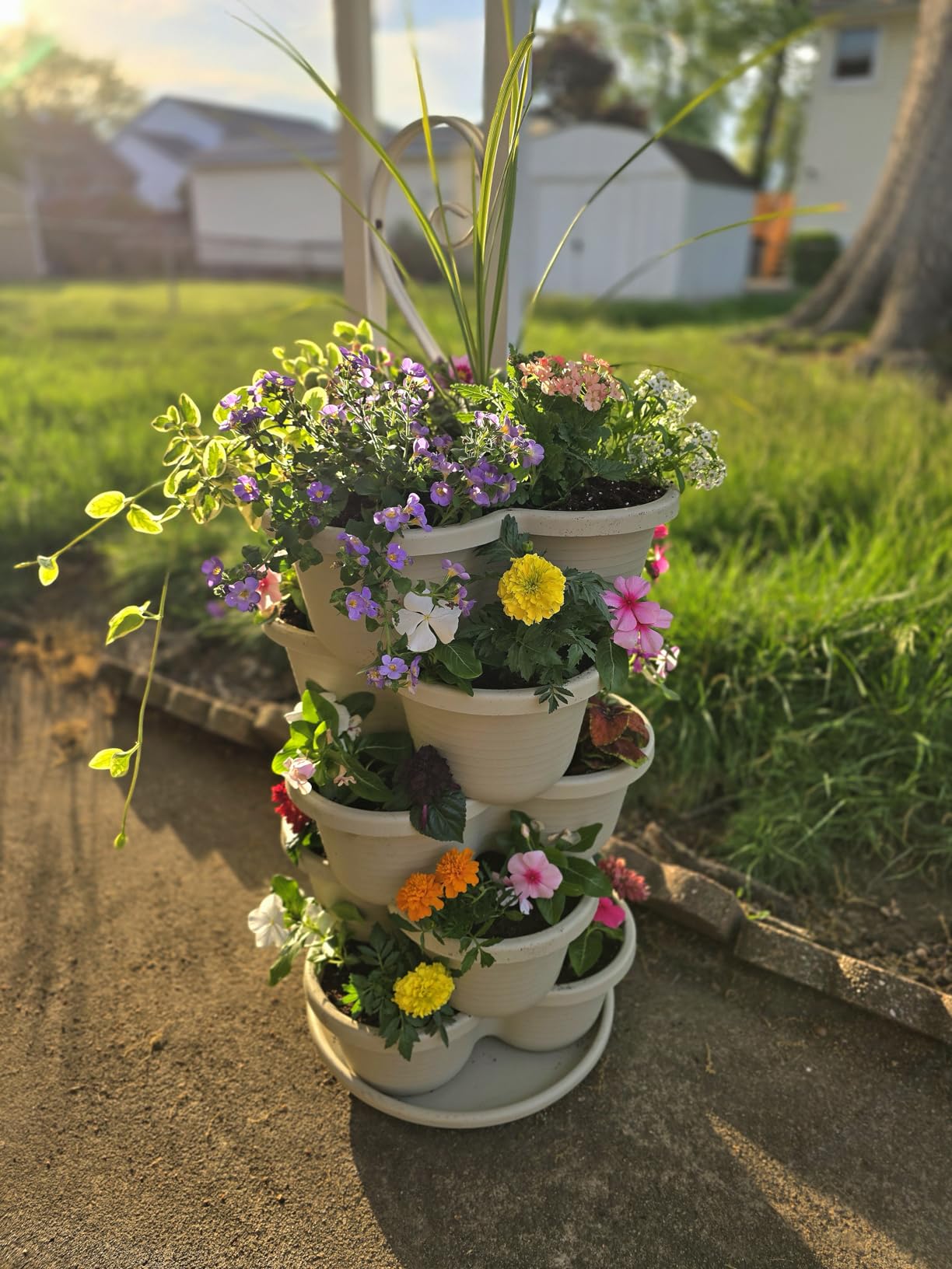VIVOSUN 2-Pack 5 Tier Vertical Gardening Stackable Planter for Strawberries | Planter for Flowers, Herbs, Vegetables, Ivory customer photo 1