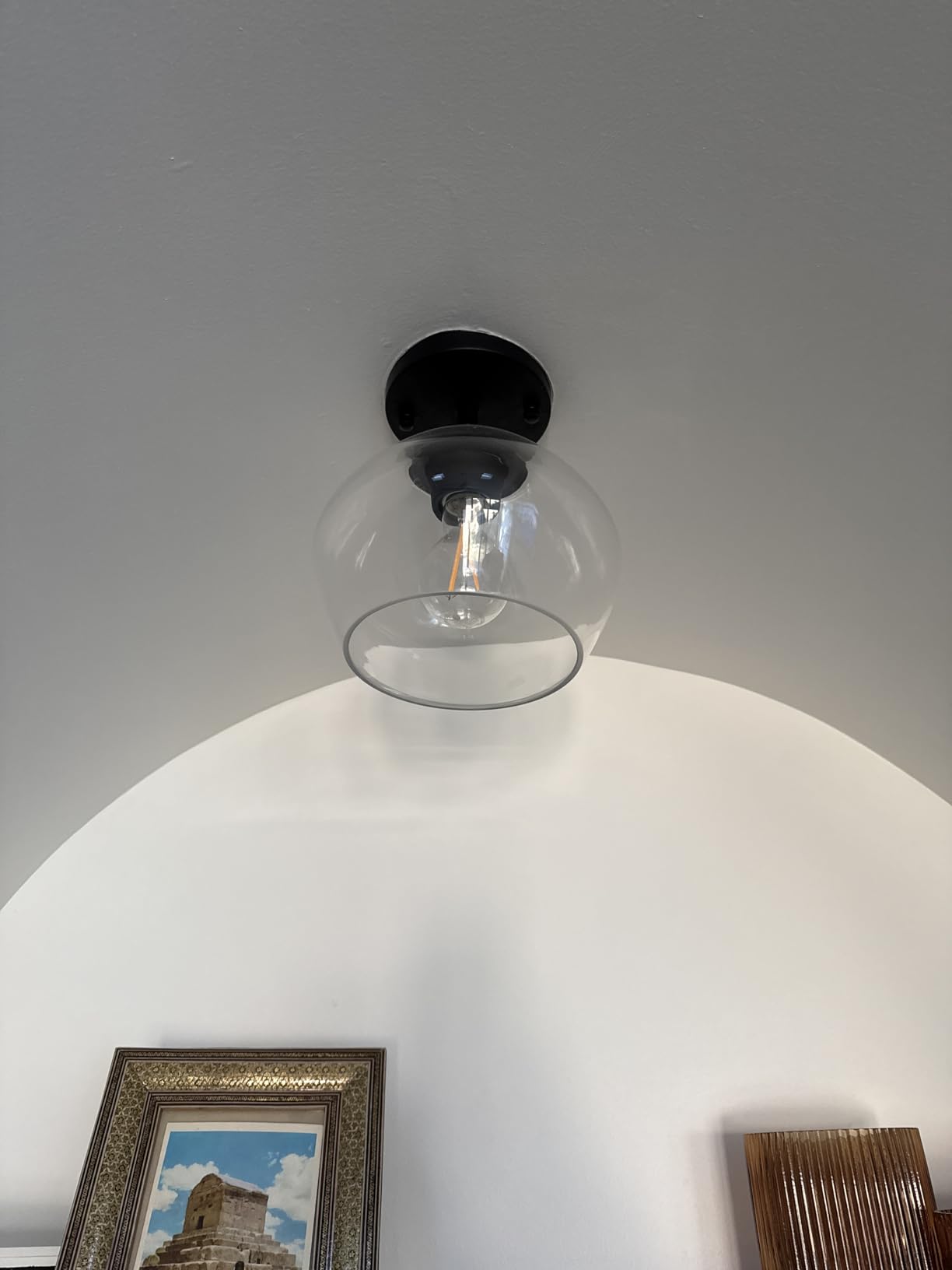 BesLowe Modern Semi Flush Mount Ceiling Light with Clear Glass Shade, Black | Quick & Easy Installation, Premium Quality, Gold Accent, Perfect for Hallway Kitchen Entryway Laundry customer photo 2