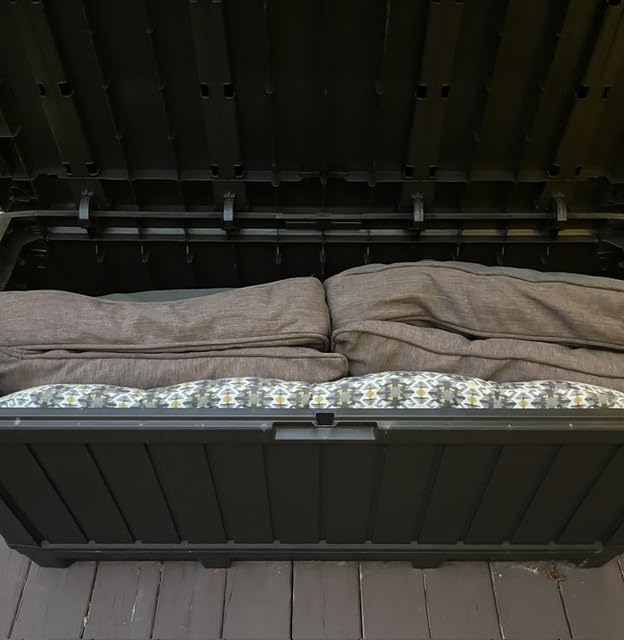 Keter Kentwood 92 Gal Outdoor Storage Box for Patio and Pool Accessories | Grey, Resin, Large, Weatherproof, Lockable, Durable, Easy Assembly, Organization, Patio Cushions Storage customer photo 2