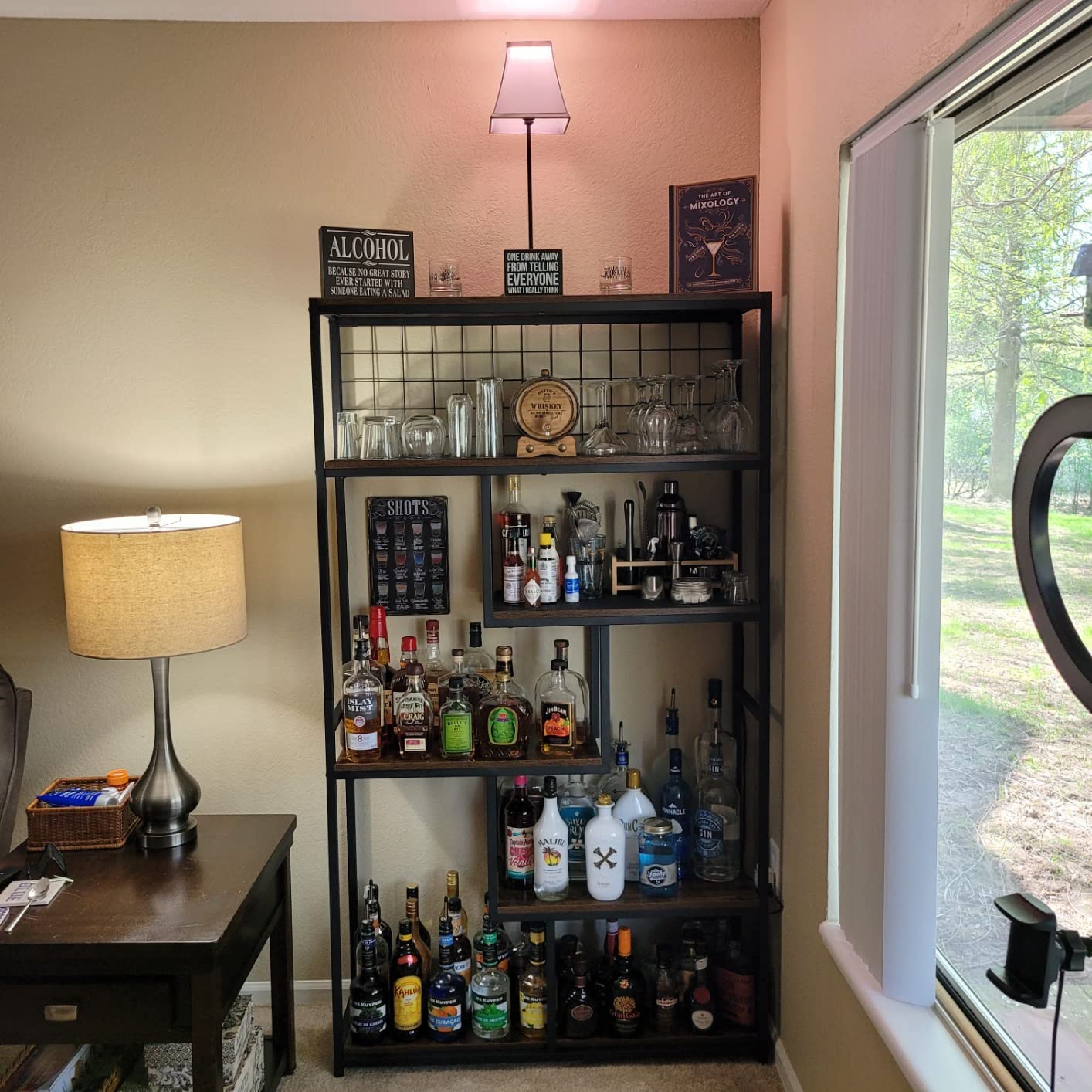 IRONCK Bookshelves 6 Tiers, Industrial Etagere Heavy Duty Shelves | Living Room, Office Storage Geomeric Display Boocase, Vintage Brown customer photo 1
