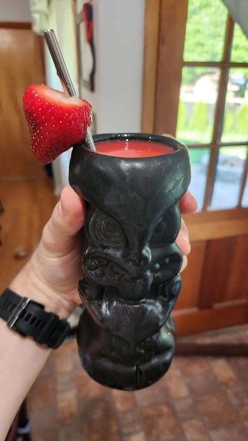 SuproBarware Tiki Glasses for Cocktails Mugs Set of 4 Ceramic Party Cups Bar Decor Creative Large Hawaiian Drinking Bar Decorations Vintage Tropical Drinkware Barware 4 Packs customer photo 1