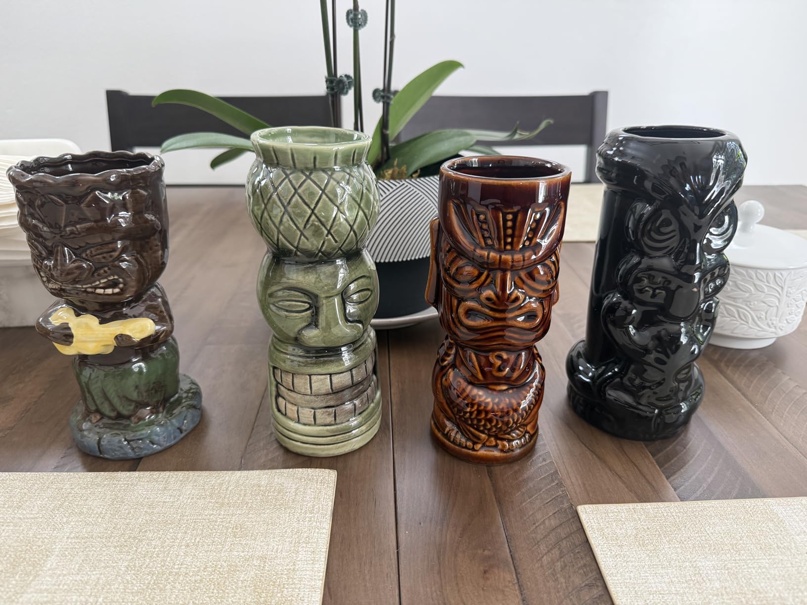 SuproBarware Tiki Glasses for Cocktails Mugs Set of 4 Ceramic Party Cups Bar Decor Creative Large Hawaiian Drinking Bar Decorations Vintage Tropical Drinkware Barware 4 Packs customer photo 2