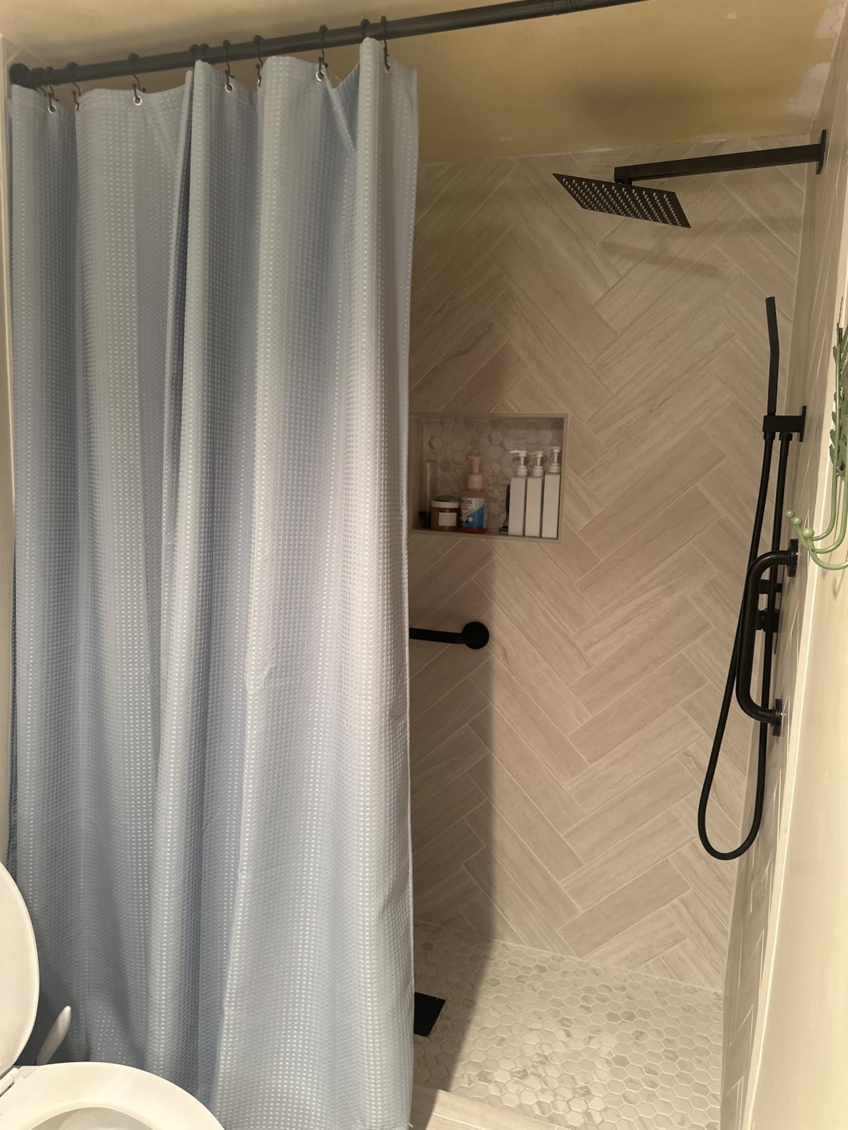 Dynamene Extra Long Waffle Shower Curtain 256 GSM Fabric 72