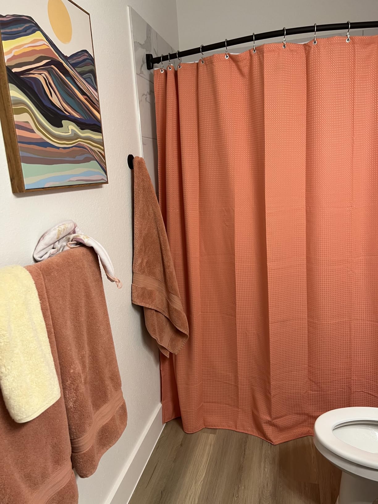 Dynamene Extra Long Waffle Shower Curtain 256 GSM Fabric 72