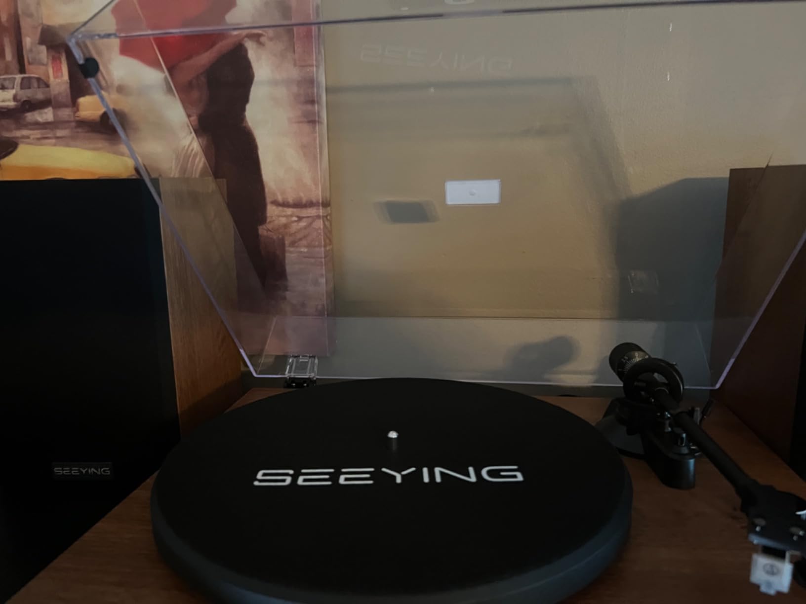 SeeYing Vinyl Record Player with 36 Watt Stereo Bookshelf Speakers customer photo 1