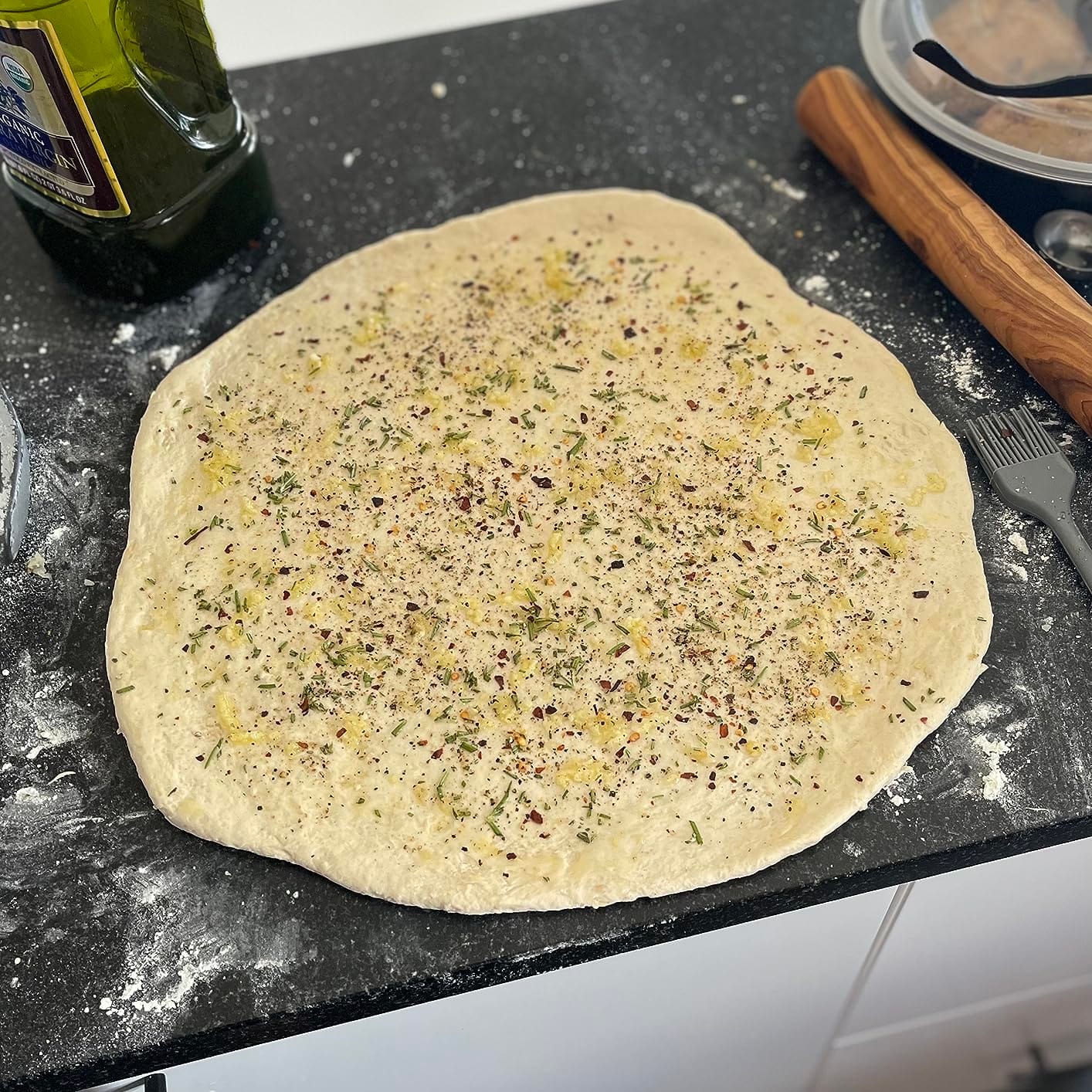 KitchenStar 16-inch Pizza Stone for Oven and BBQ Grill with Handles, Round, 5/8