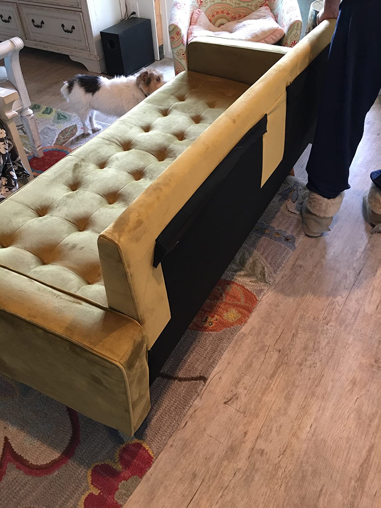 Container Furniture Direct Womble Mid Century Modern Velvet Upholstered Tufted Seat with Bolster Pillows, Sofa, Dijon customer photo 1