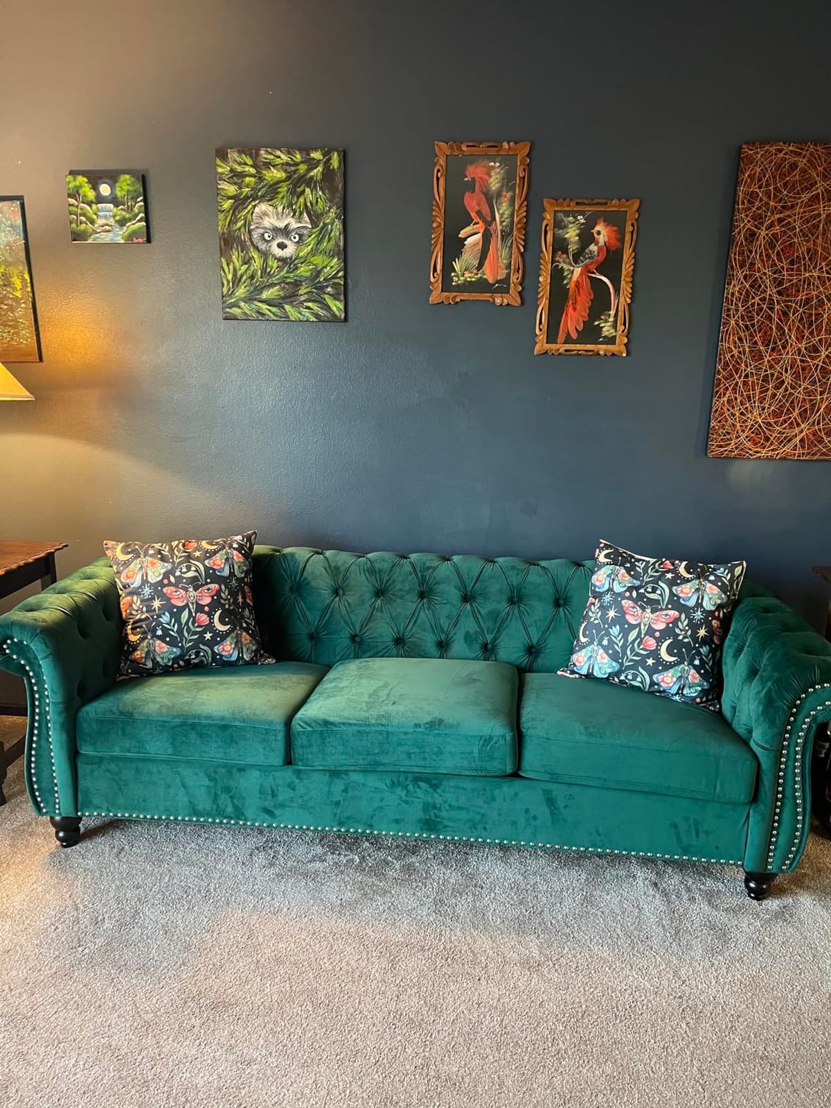 ORRD Chesterfield Sofa Velvet, Modern Tufted Couch 3 Seater with Rolled Arms and Nailhead, Green customer photo 1