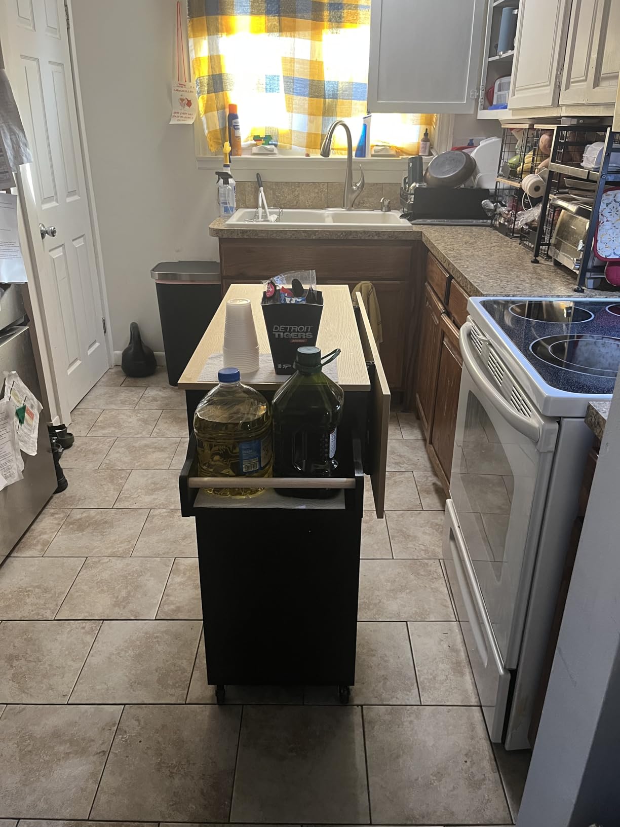 IRONCK Kitchen Island Table on Wheels with Drop Leaf, 47.25