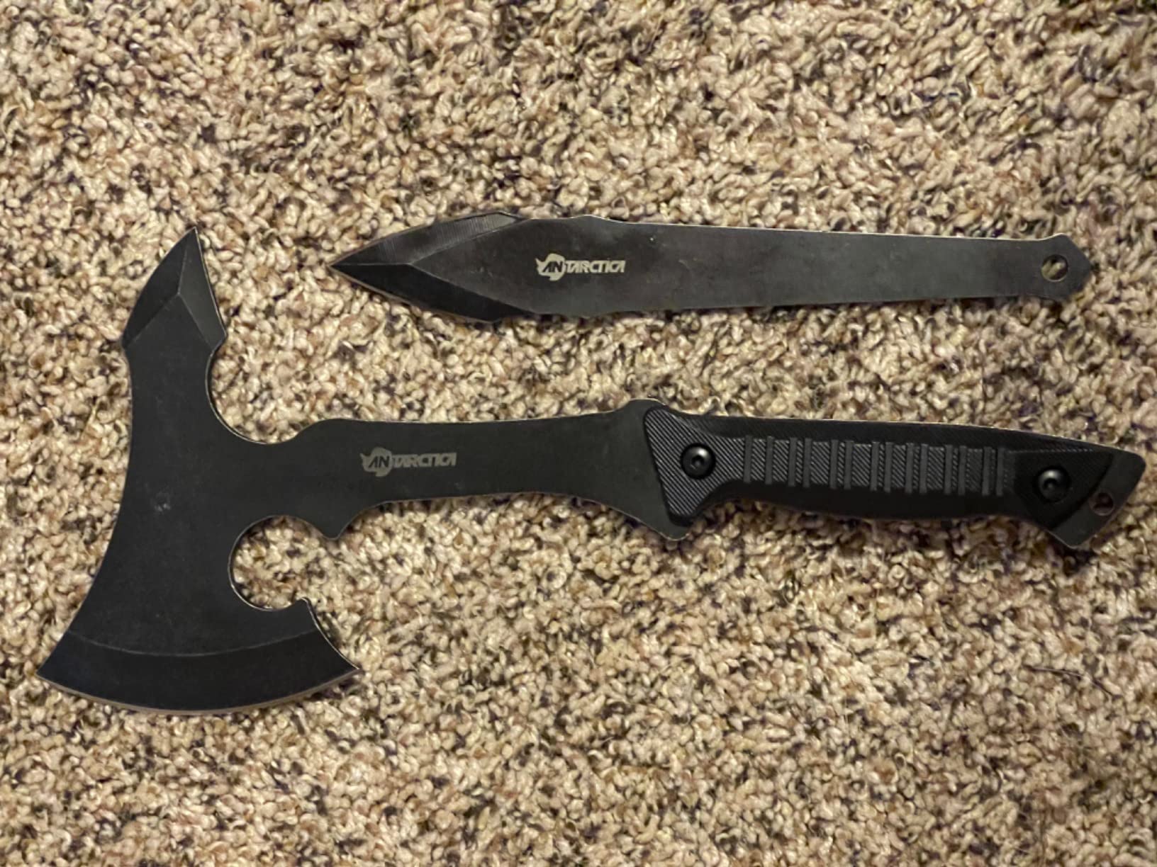 ANTARCTICA Throwing Axe Knife Set 11 inch Full Tang Stainless Steel Throwing Tomahawk Axe and 8 inch Stainless Steel Well-Balanced Throwing Knife for Recreation and Competition (3 Packs) customer photo 1