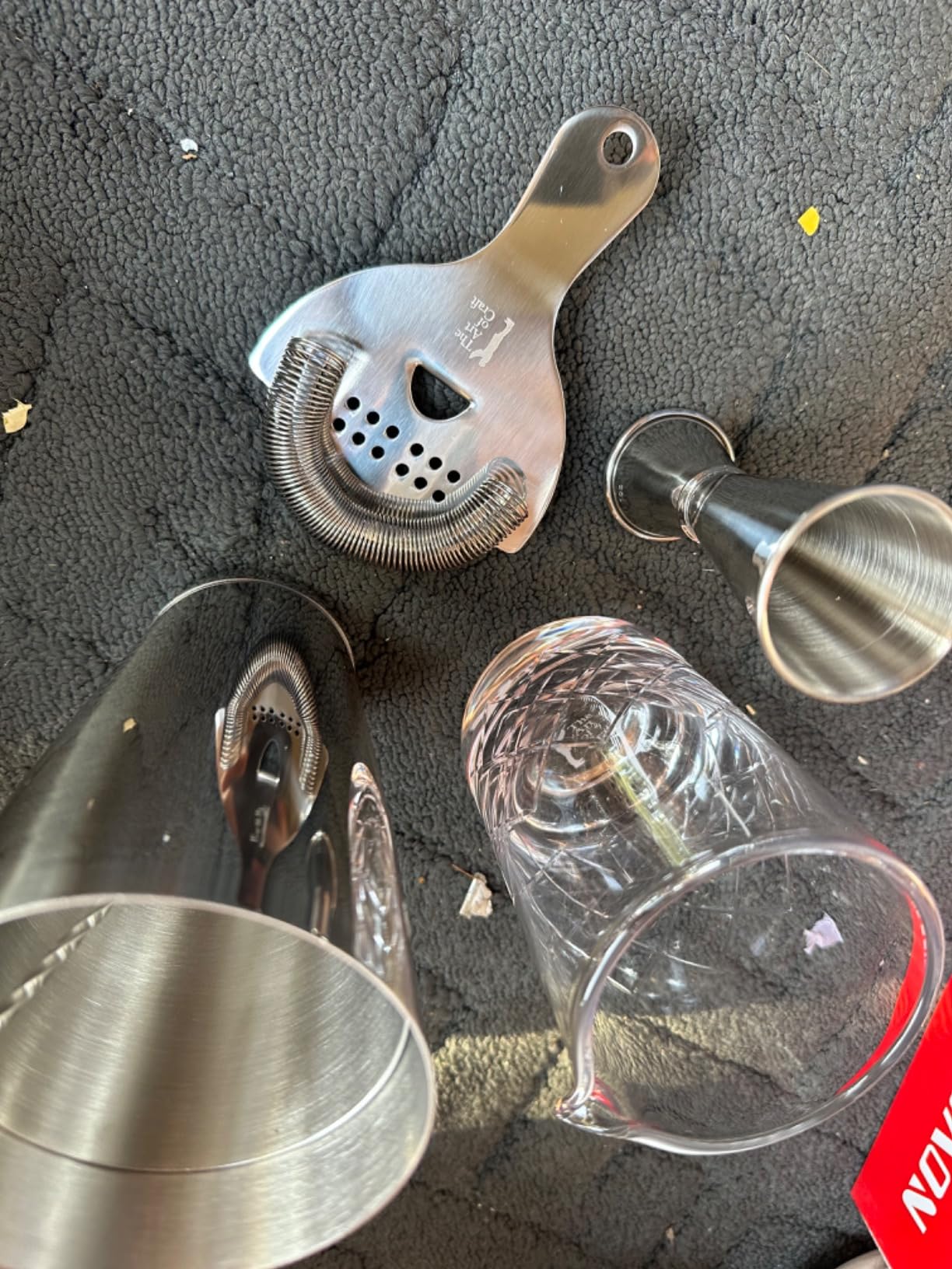 The Art of Craft Professional Bartending Set for Shaken and Stirred Drinks: Boston Cocktail Shaker, Hawthorne Strainer, Japanese Jigger, Bar Spoon and Crystal Mixing Glass customer photo 1