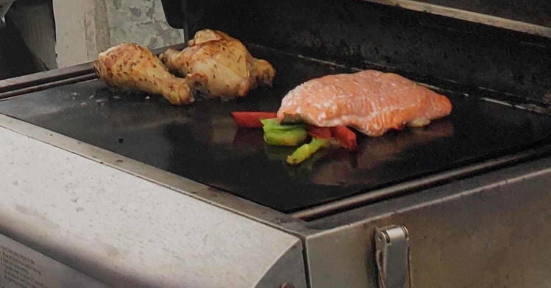 GRILLART BBQ Grill Mats for Outdoor Grill - Nonstick 600 Degree Heavy Duty Grilling Mat (Set of 2) - Reusable BBQ Grill Accessories Sheets -Works on Electric Grill Gas Charcoal BBQ - Gifts for Men Dad customer photo 2