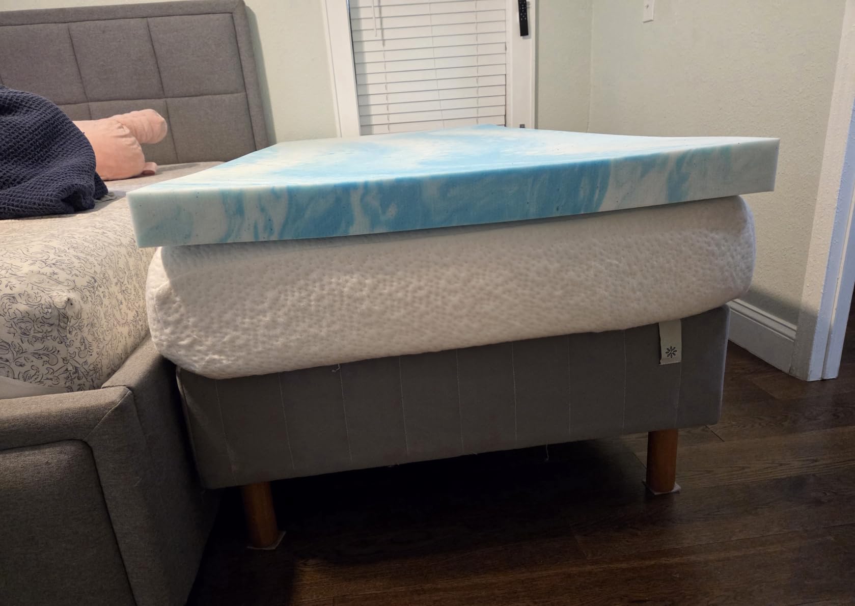 EGO 3 Inch Queen Mattress Topper Gel Memory Foam for Pressure Relief | Cooling Gel Infused, Ventilated Design Bed Topper in a Box, CertiPUR-US Certified customer photo 2
