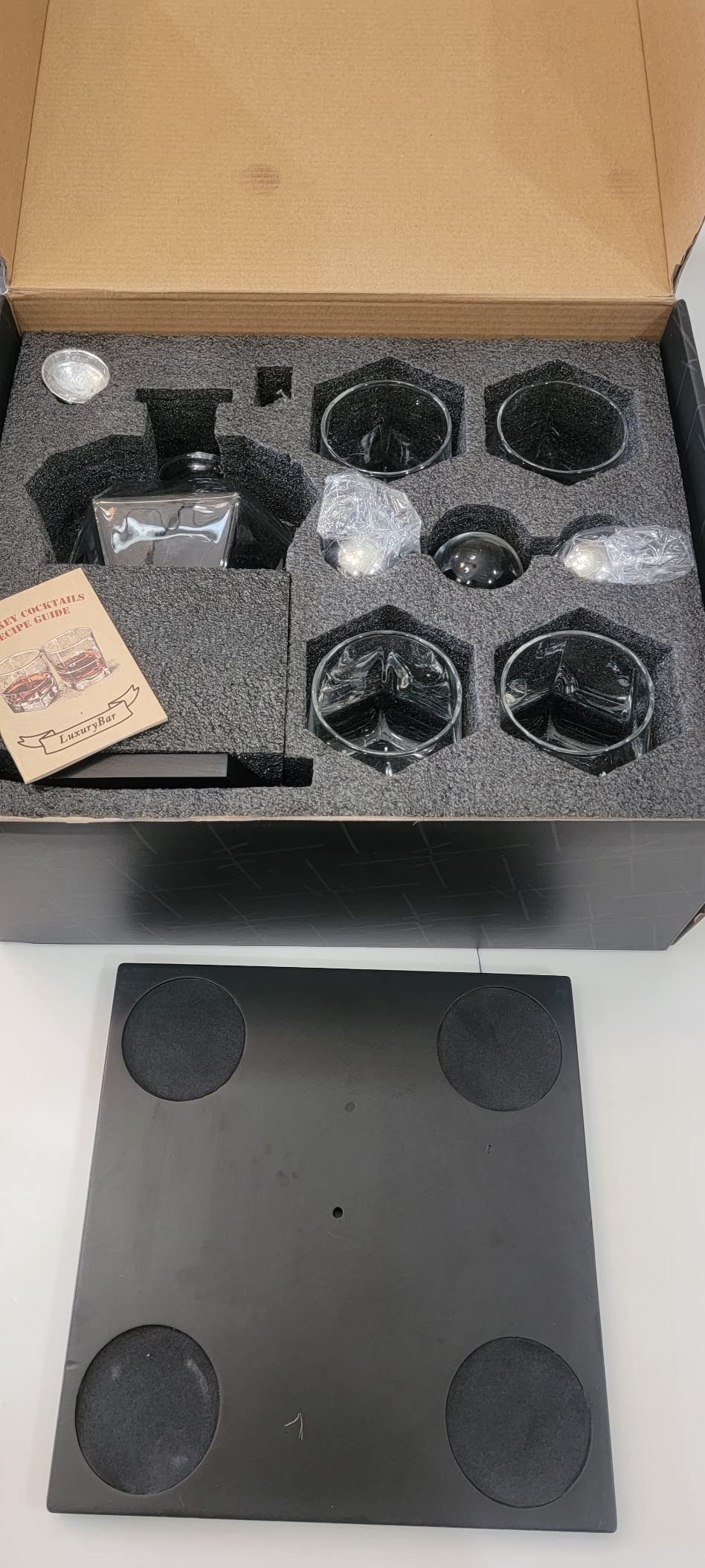 Diamond Whiskey Decanter Set 4 ChillBall Glasses&Tray Decanter Sets for Men customer photo 2