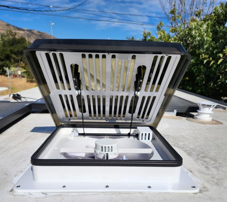 RV Roof Vent Fan 14x14, Quiet 12V(24V Max) with Remote Control & Rain Sensor | Reversible Intake & Exhaust Airflow, Manual Knob Control, Built-In Timer, Brushless Motor, Fits Camper, Trailer & Motorhome customer photo 1