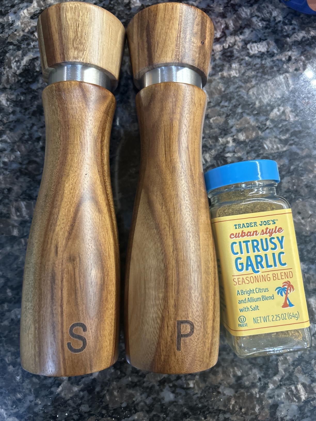 Gennua Kitchen Wooden Salt and Pepper Grinder Set: Refillable Salt & Pepper Mills Adjust for Customized Coarseness, Crafted of Solid Acacia Wood with Ceramic/Stainless Steel Core, 8 Inches Each customer photo 1