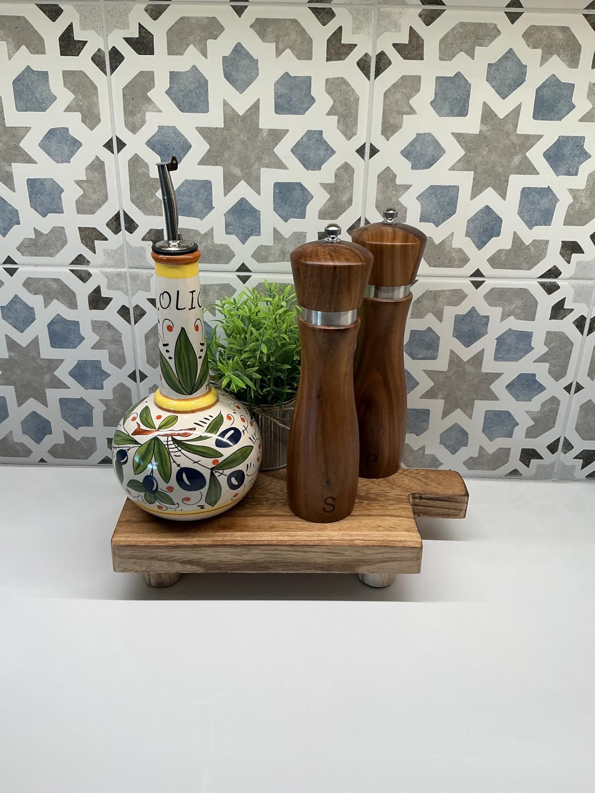 Gennua Kitchen Wooden Salt and Pepper Grinder Set: Refillable Salt & Pepper Mills Adjust for Customized Coarseness, Crafted of Solid Acacia Wood with Ceramic/Stainless Steel Core, 8 Inches Each customer photo 2