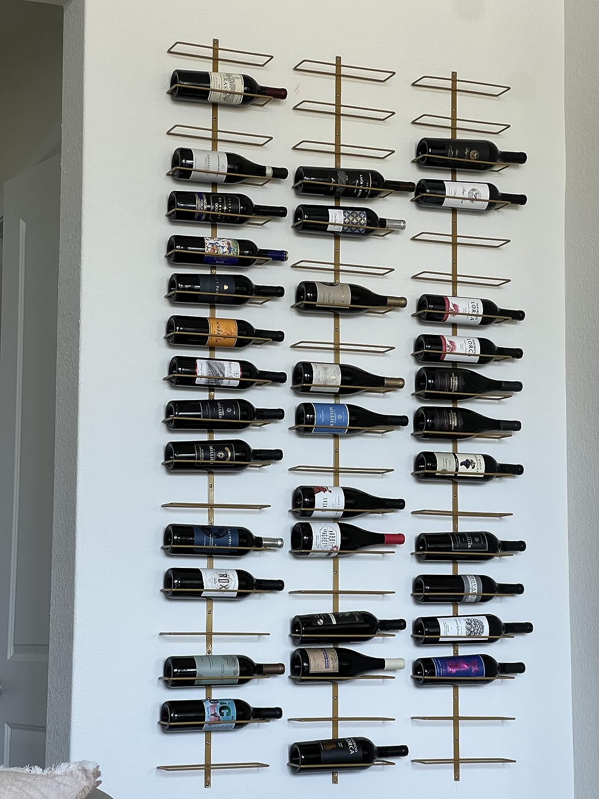 Wall Mounted Wine Rack, 9-Bottle Wall Wine Holder with Solid Wood Backboard customer photo 2