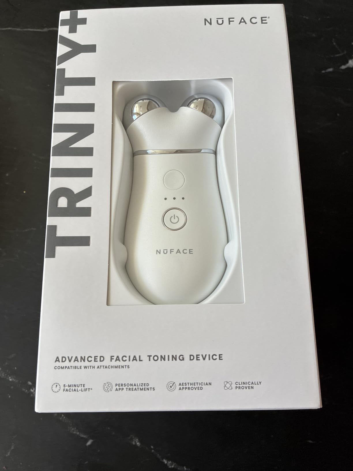 NUFACE Trinity+ Skin Tightening & Face Lift Device - Microcurrent Facial Sculpting Tool to Contour Cheeks, Jawline & Neck, 3 Frequencies, Supports Lymphatic Drainage + Activator Gel, White customer photo 1
