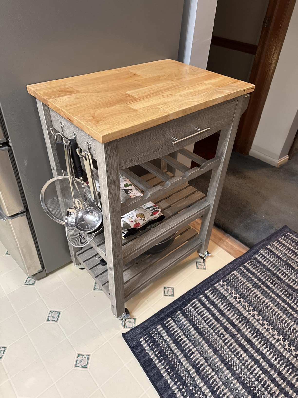 Convenience Concepts Ellaine Butcher Block Kitchen Cart 24.75