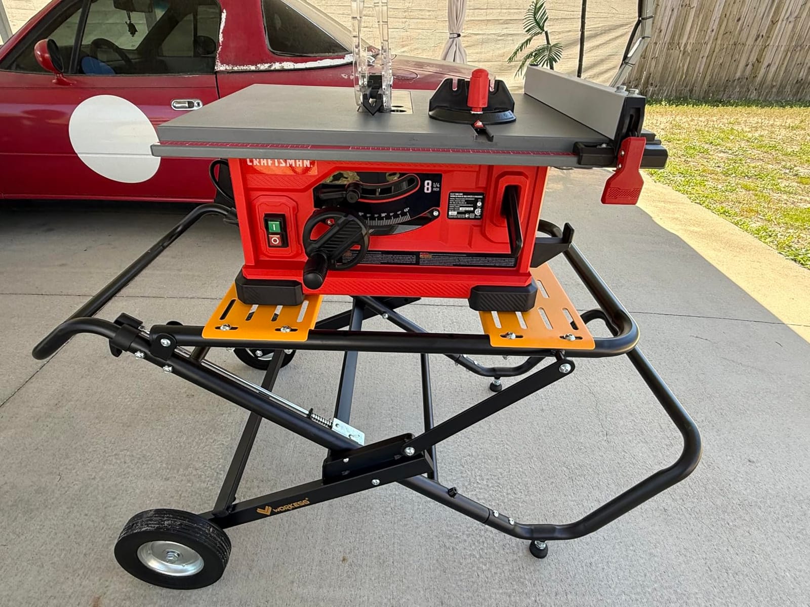 WORKESS Portable Table Saw Stand, 330 Lbs Load Capacity Rolling Foldable Table Saw Table with 8 Inch Wheels, Heavy Duty Construction for Easy Storage, Universal for Most Brands of Table Saws customer photo 1