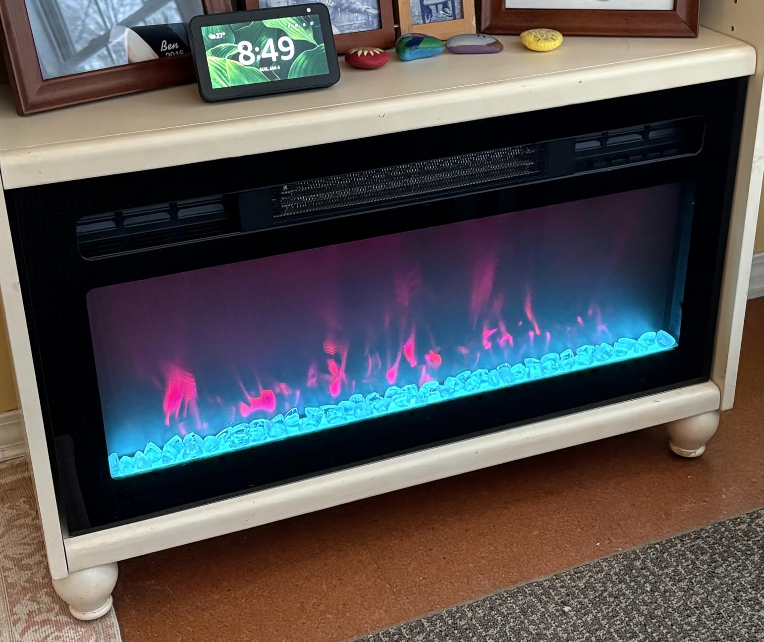 43 Inch Electric Fireplace Recessed and Wall Mounted, Fireplace Heater and Linear Fireplace, Ultra-Thin Electric Fireplace, Low Noise, with Timer, Remote Control, Adjustable 12 Flame Color, 750/1500W customer photo 2