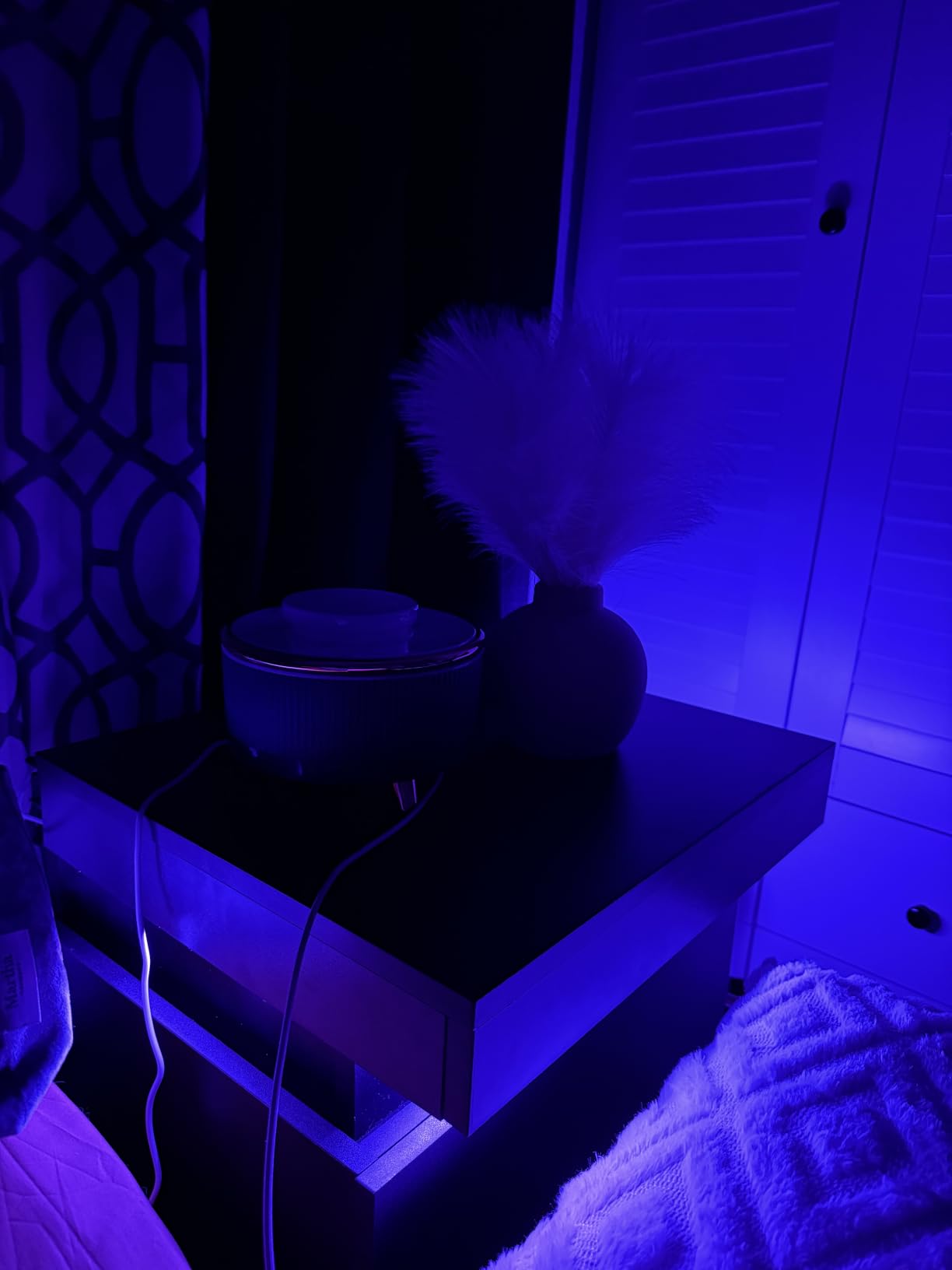 ADORNEVE Black Nightstand with Charging Station and LED Lights | Modern Night Stand with Sliding Top, Bedside Table with Drawers, Bed Side Tables Bedroom customer photo 1