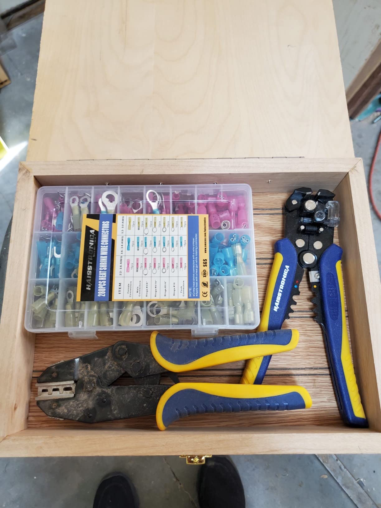 haisstronica 280PCS Ratchet Crimper Kit, Heat Shrink Terminals, Stripper | Color-coded jaw markings, adjustable force wheel, quick-release lever, field wiring customer photo 1