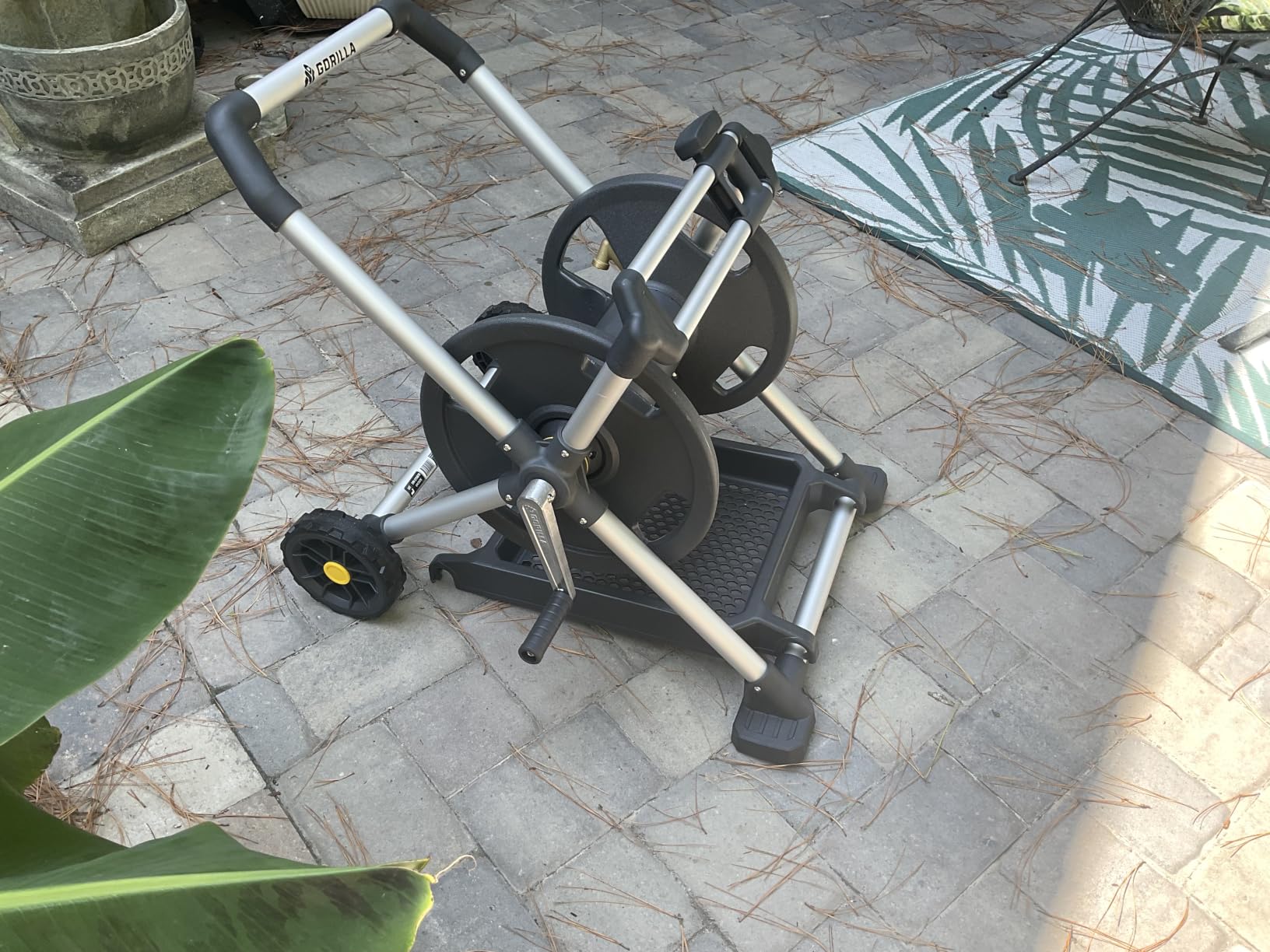 Gorilla GRS-200H Aluminum Garden Hose Reel, 200 Ft, No-Leak Brass Fittings | Rust-proof frame, Smooth winding hose guide, Upright comfort handle, Stable wide base, Durable construction for outdoor use customer photo 1