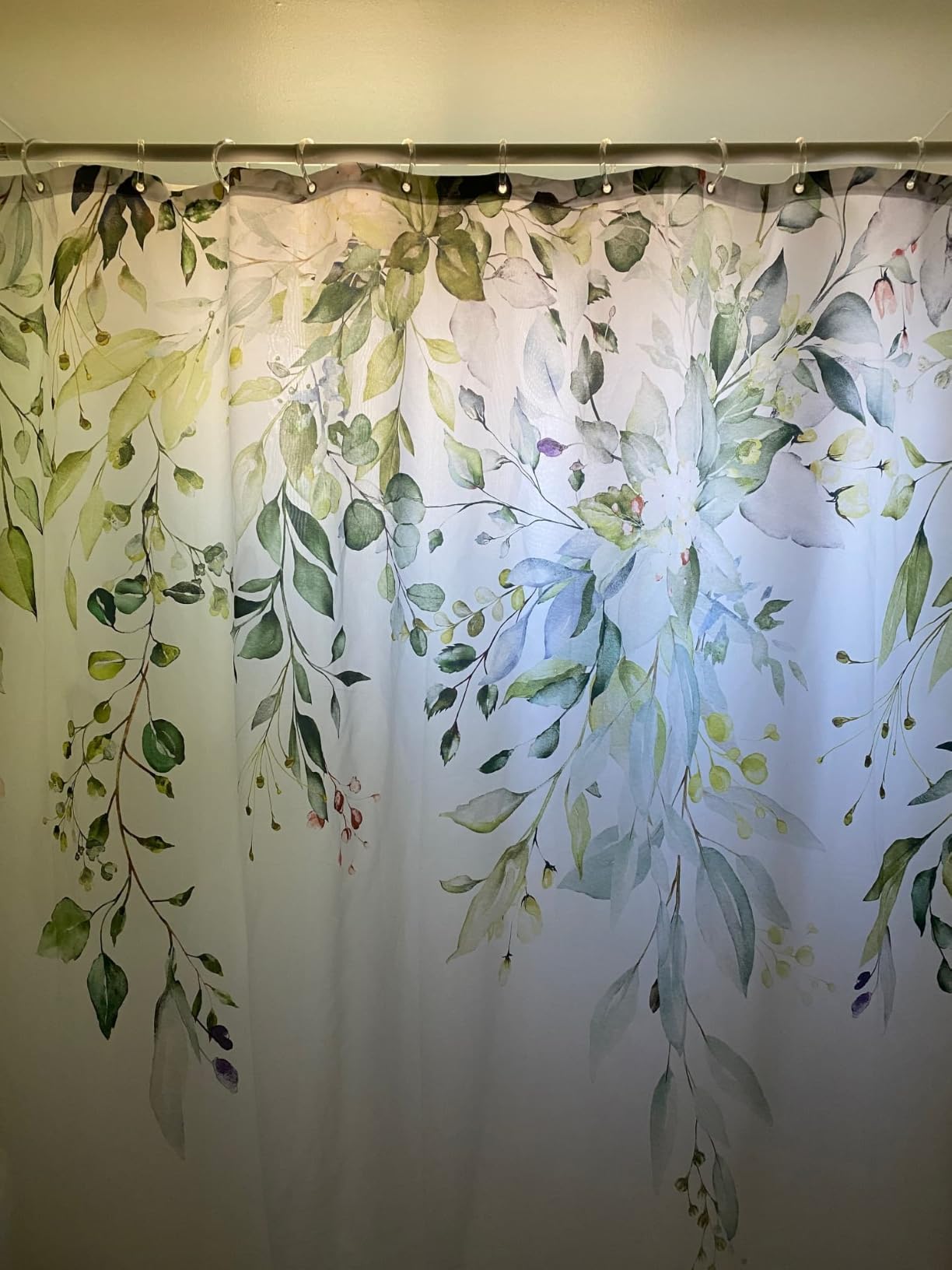 Gibelle Sage Green Eucalyptus Shower Curtain, Floral Print, 72x72 | Watercolor Plant Leaves Floral Print, Waterproof Fabric Bathroom Decor, Machine Washable, Rustproof Grommets customer photo 1