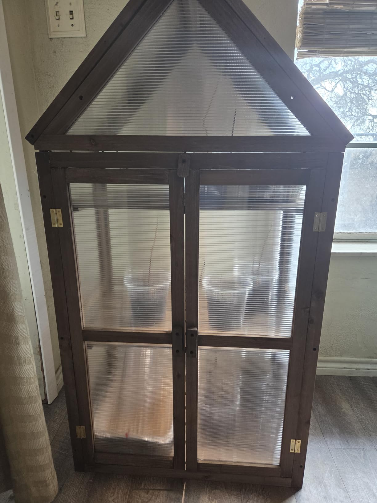 Happygrill Cold Frame, Mini Wooden Green House w/Transparent Openable Roof customer photo 1
